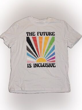 NWOT White Short Sleeve Graphic Tee - 'The Future Is Inclusive'